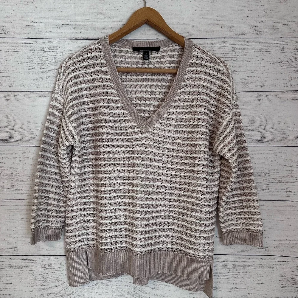 WHBM Stripe V-Neck Sweater